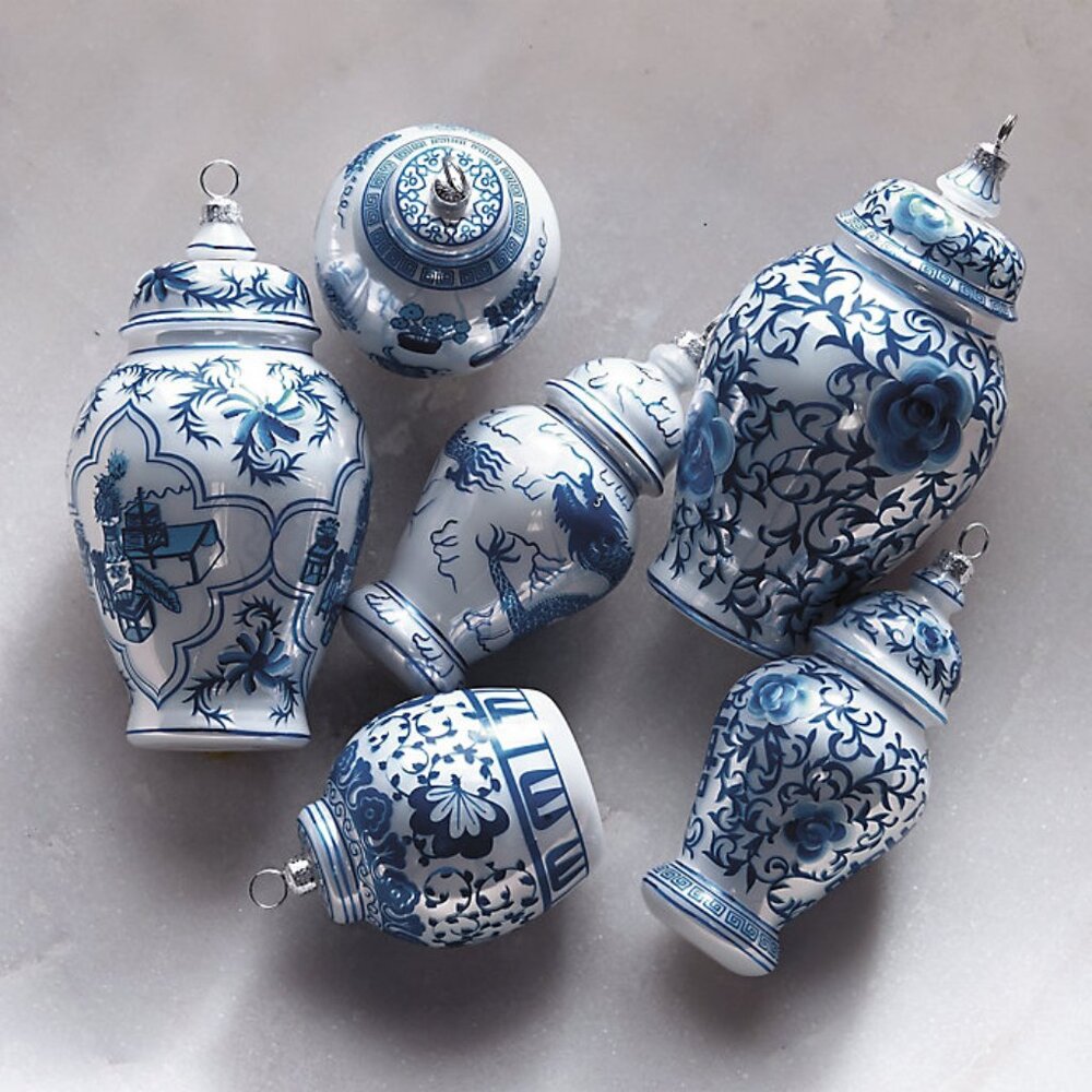 Frontgate ginger jar accent ornaments (12 total, 2 sets of 6)